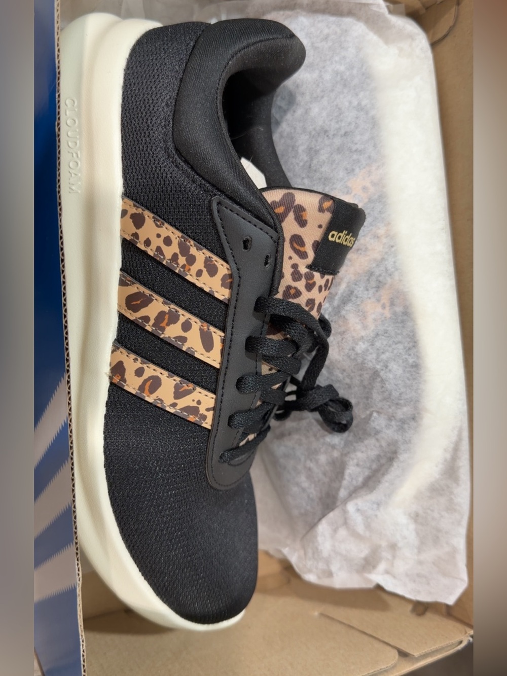adidas Black Sneakers with Leopard Print Stripes